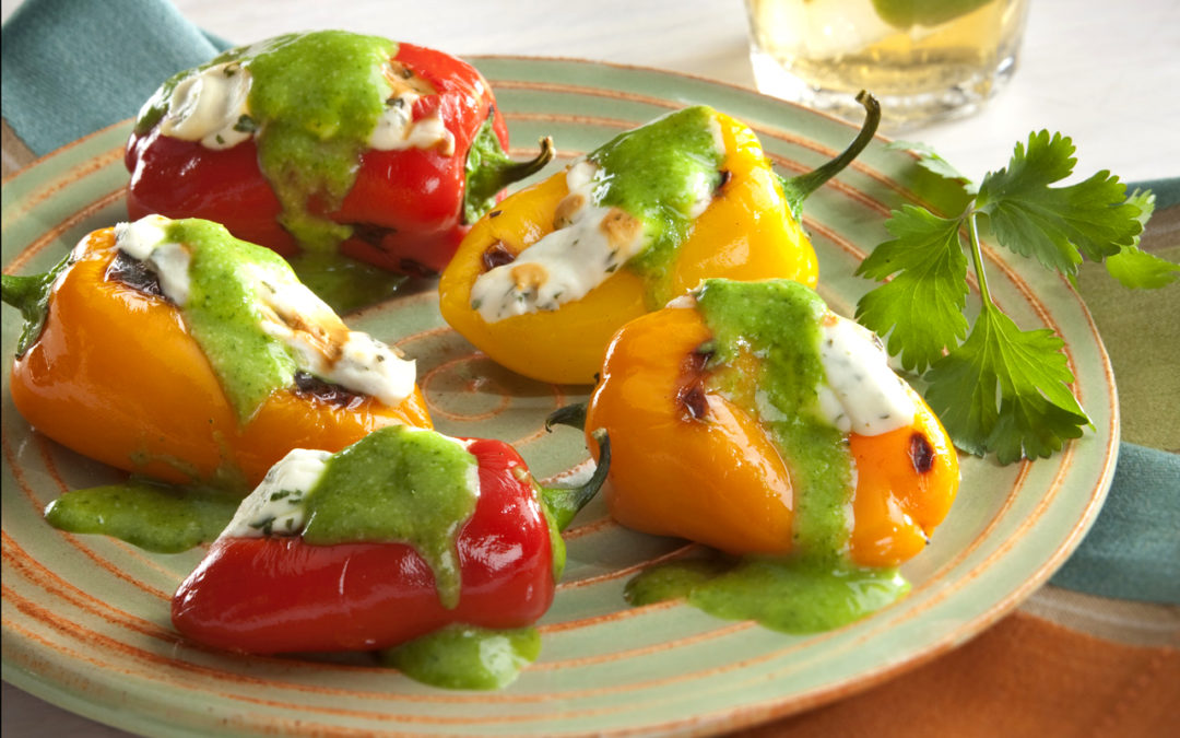 Sweet Mini Peppers Stuffed with cream cheese